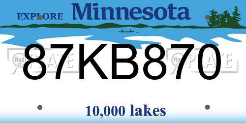 87KB870 Minnesota License Plate