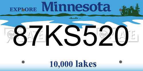 87KS520 Minnesota License Plate