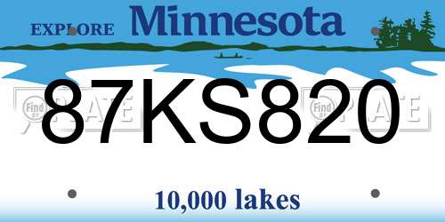 87KS820 Minnesota License Plate