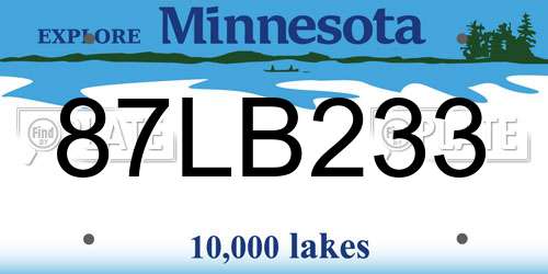 87LB233 Minnesota License Plate