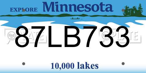 87LB733 Minnesota License Plate