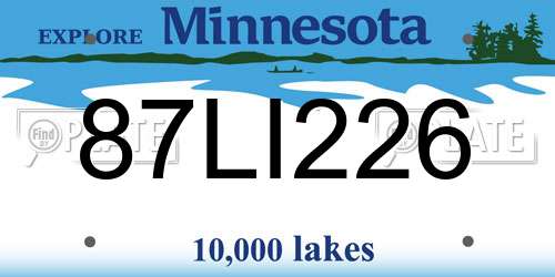 87LI226 Minnesota License Plate