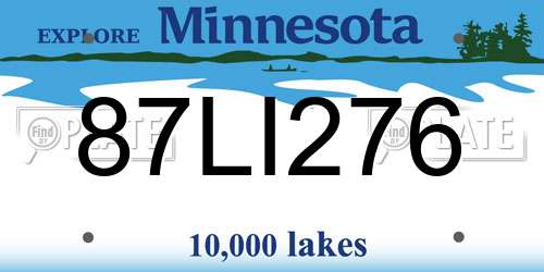 87LI276 Minnesota License Plate