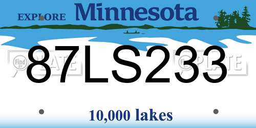 87LS233 Minnesota License Plate