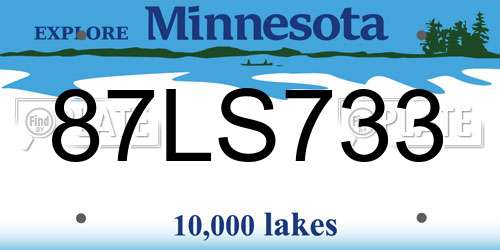 87LS733 Minnesota License Plate