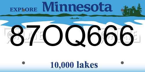 87OQ666 Minnesota License Plate