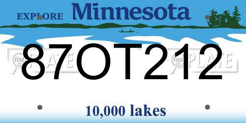 87OT212 Minnesota License Plate