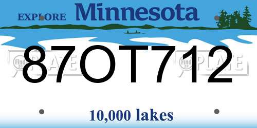 87OT712 Minnesota License Plate