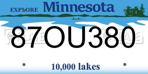 87OU380 Minnesota License Plate