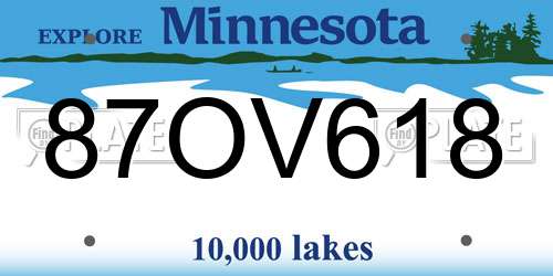87OV618 Minnesota License Plate