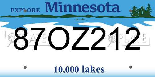 87OZ212 Minnesota License Plate