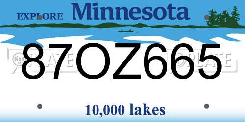 87OZ665 Minnesota License Plate