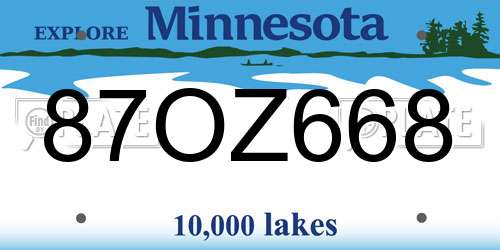 87OZ668 Minnesota License Plate