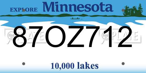 87OZ712 Minnesota License Plate