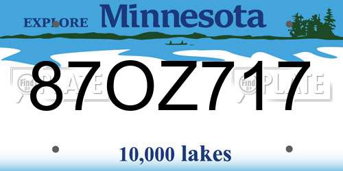 87OZ717 Minnesota License Plate