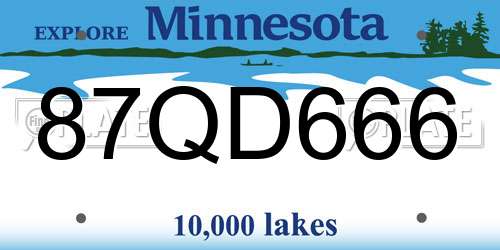 87QD666 Minnesota License Plate