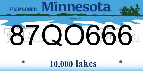87QO666 Minnesota License Plate