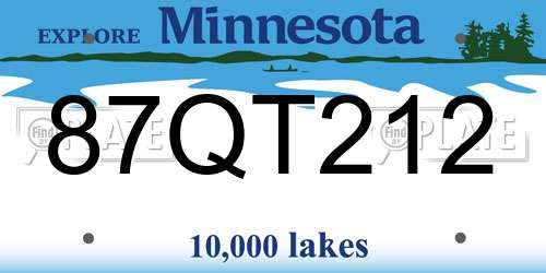87QT212 Minnesota License Plate