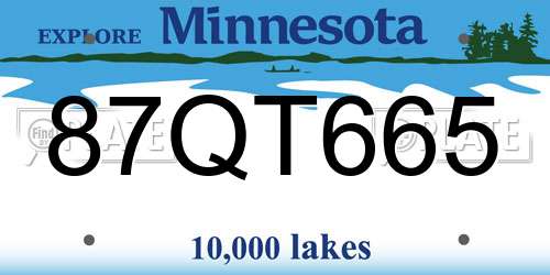 87QT665 Minnesota License Plate