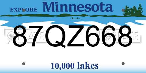 87QZ668 Minnesota License Plate