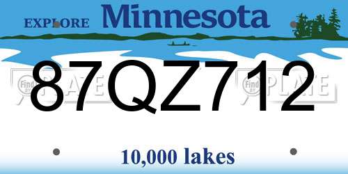 87QZ712 Minnesota License Plate