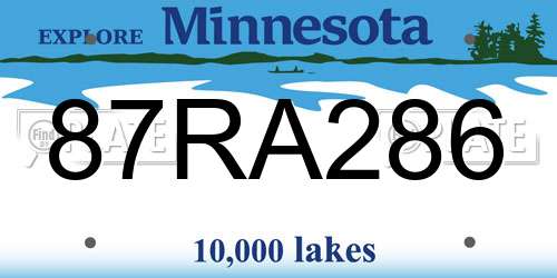 87RA286 Minnesota License Plate