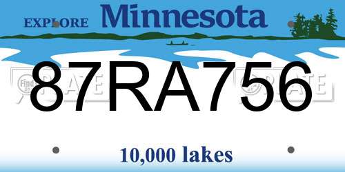87RA756 Minnesota License Plate