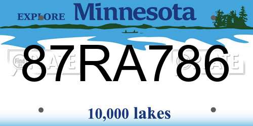 87RA786 Minnesota License Plate