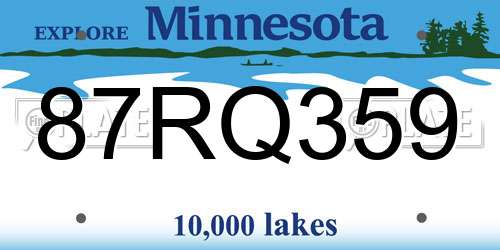 87RQ359 Minnesota License Plate