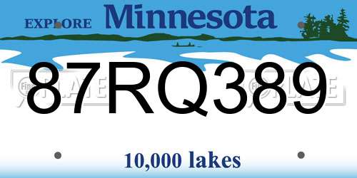 87RQ389 Minnesota License Plate