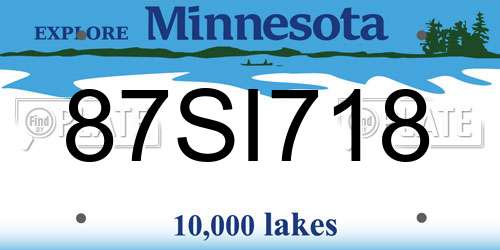 87SI718 Minnesota License Plate