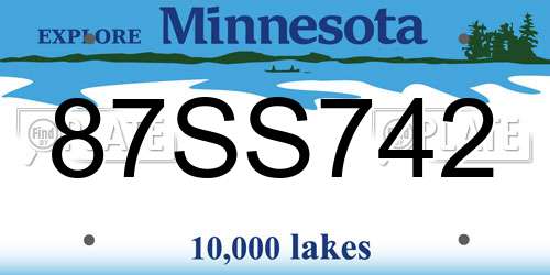 87SS742 Minnesota License Plate