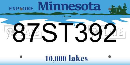 87ST392 Minnesota License Plate