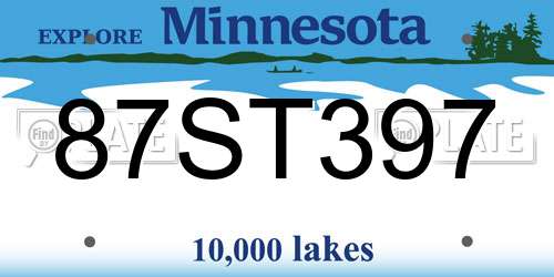 87ST397 Minnesota License Plate