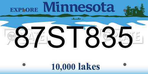 87ST835 Minnesota License Plate