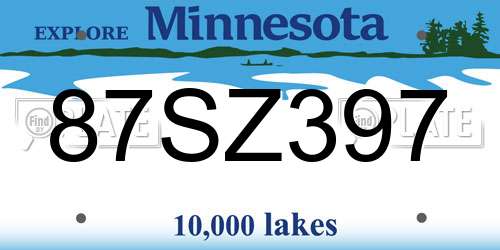 87SZ397 Minnesota License Plate