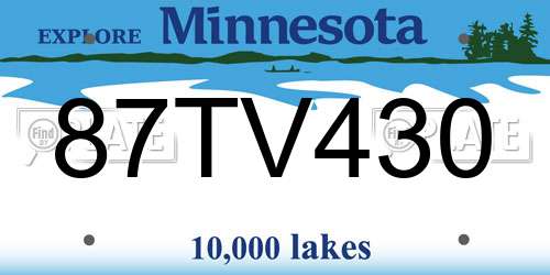 87TV430 Minnesota License Plate