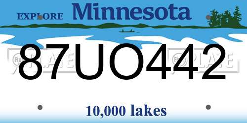 87UO442 Minnesota License Plate