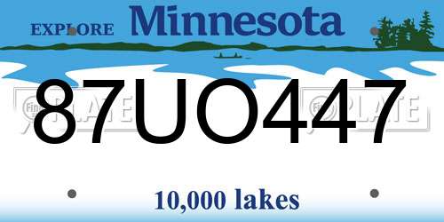 87UO447 Minnesota License Plate
