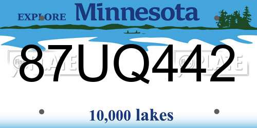 87UQ442 Minnesota License Plate