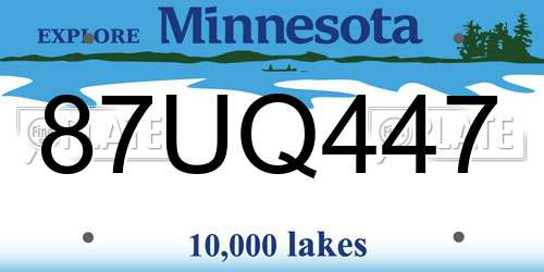 87UQ447 Minnesota License Plate