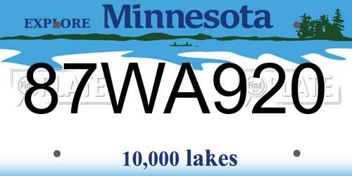 87WA920 Minnesota License Plate