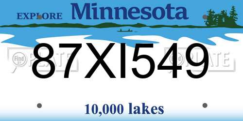 87XI549 Minnesota License Plate