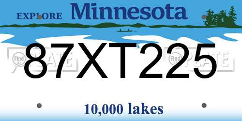 87XT225 Minnesota License Plate