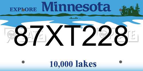 87XT228 Minnesota License Plate