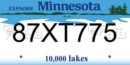 87XT775 Minnesota License Plate