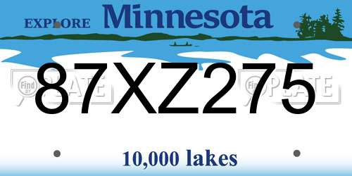 87XZ275 Minnesota License Plate