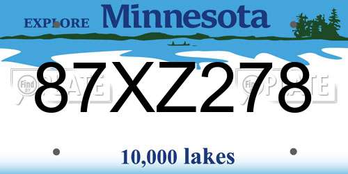87XZ278 Minnesota License Plate