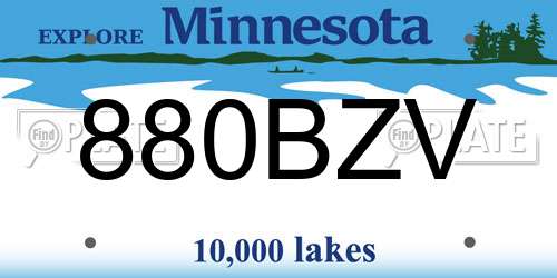 880BZV Minnesota License Plate