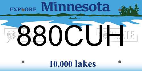 880CUH Minnesota License Plate
